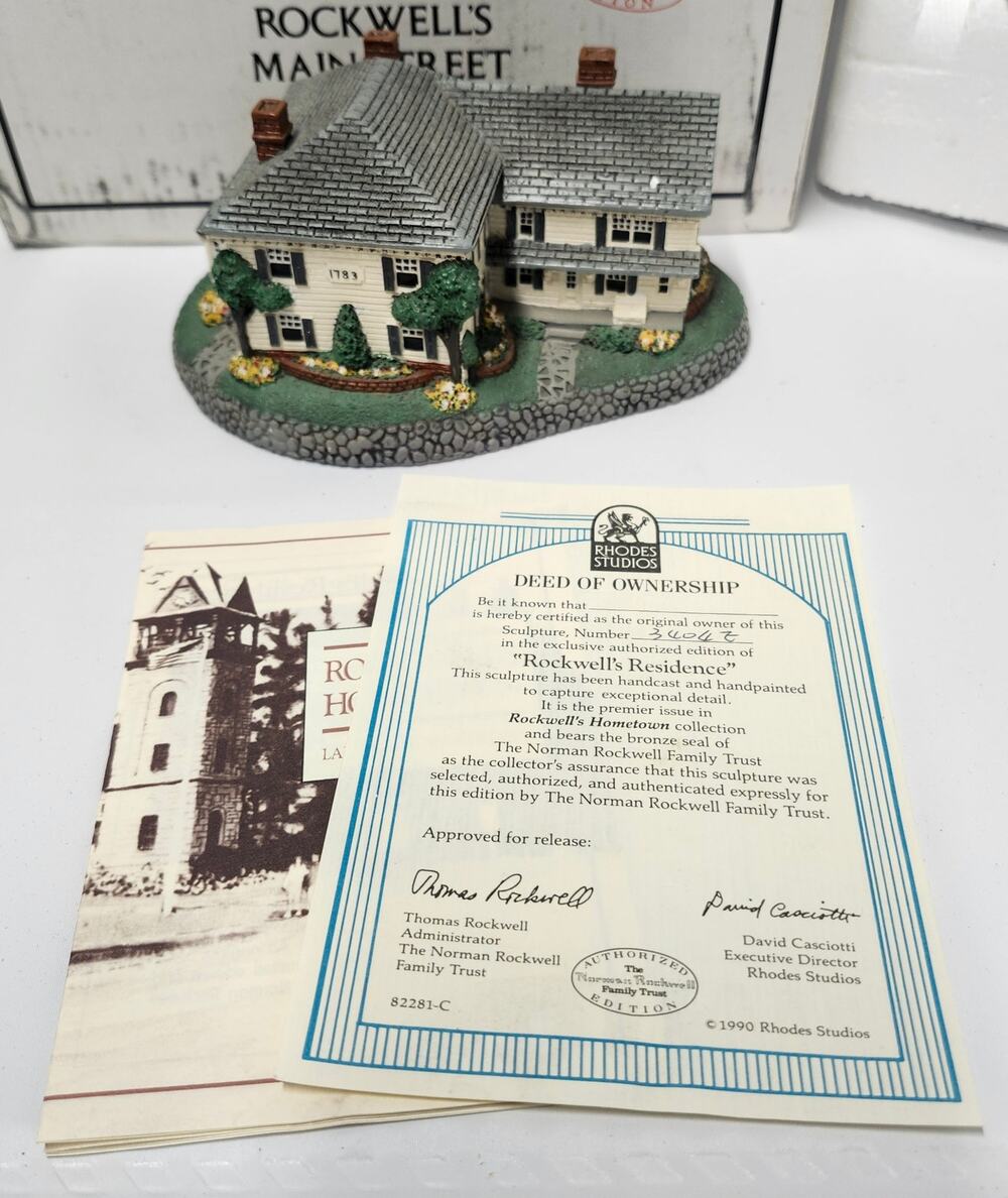 Rhodes Studios Rockwell's Residence 1990 Norman Rockwell COA Wrong Box